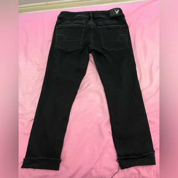 American Eagle Black Ripped Jegging Crop Jeans - Picture 3 of 6